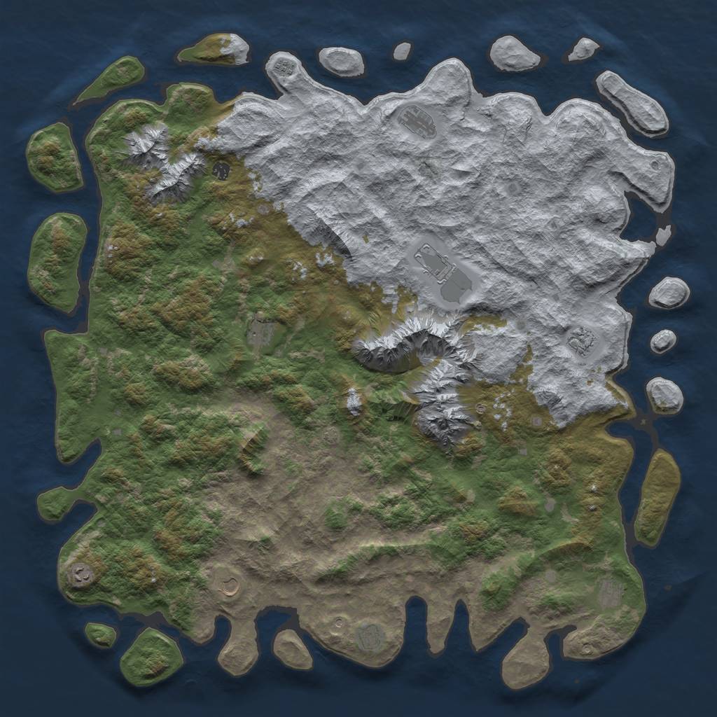 Rust Map: Barren, Size: 6000, Seed: 152217, 14 Monuments