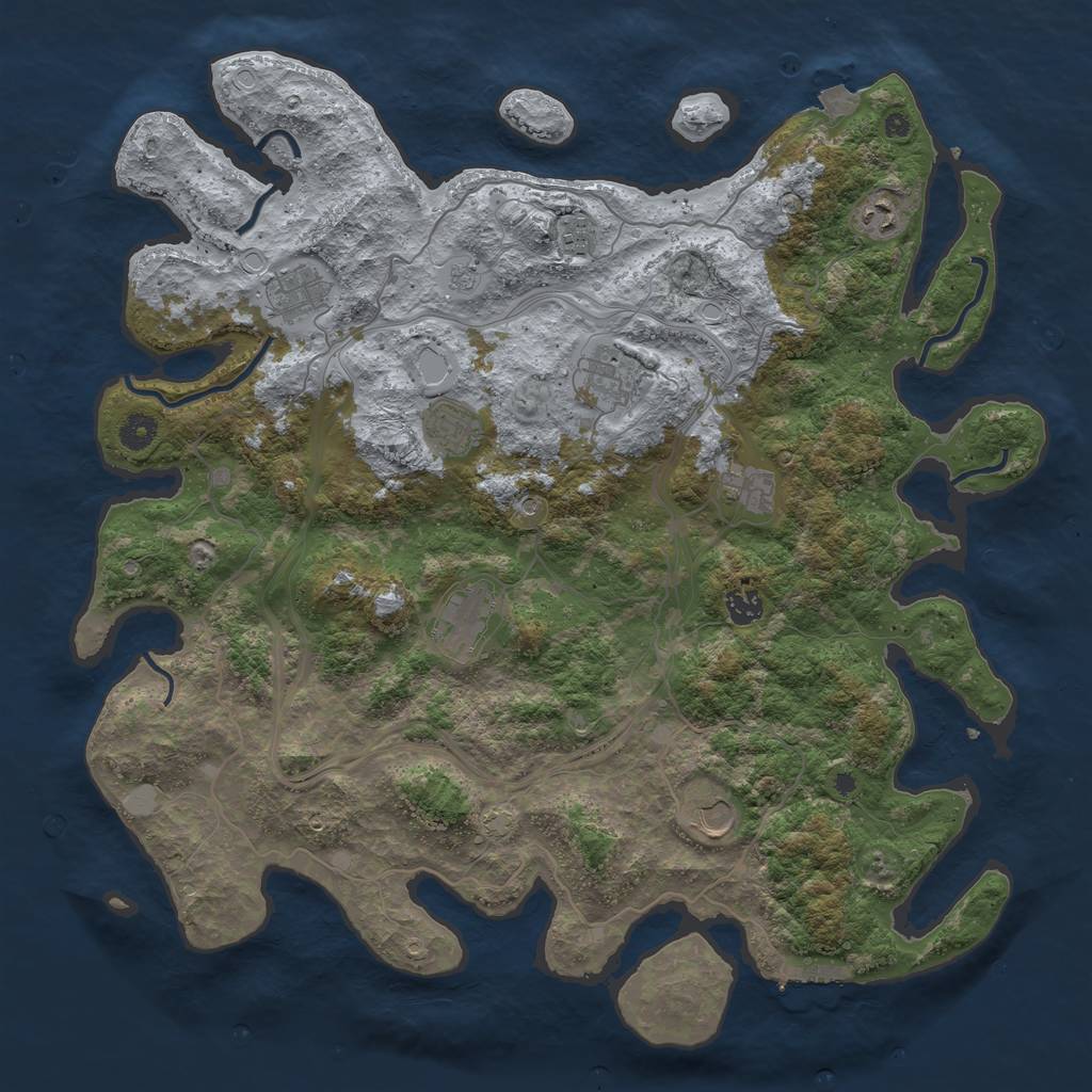 Rust Map: Procedural Map, Size: 4400, Seed: 80411129, 16 Monuments
