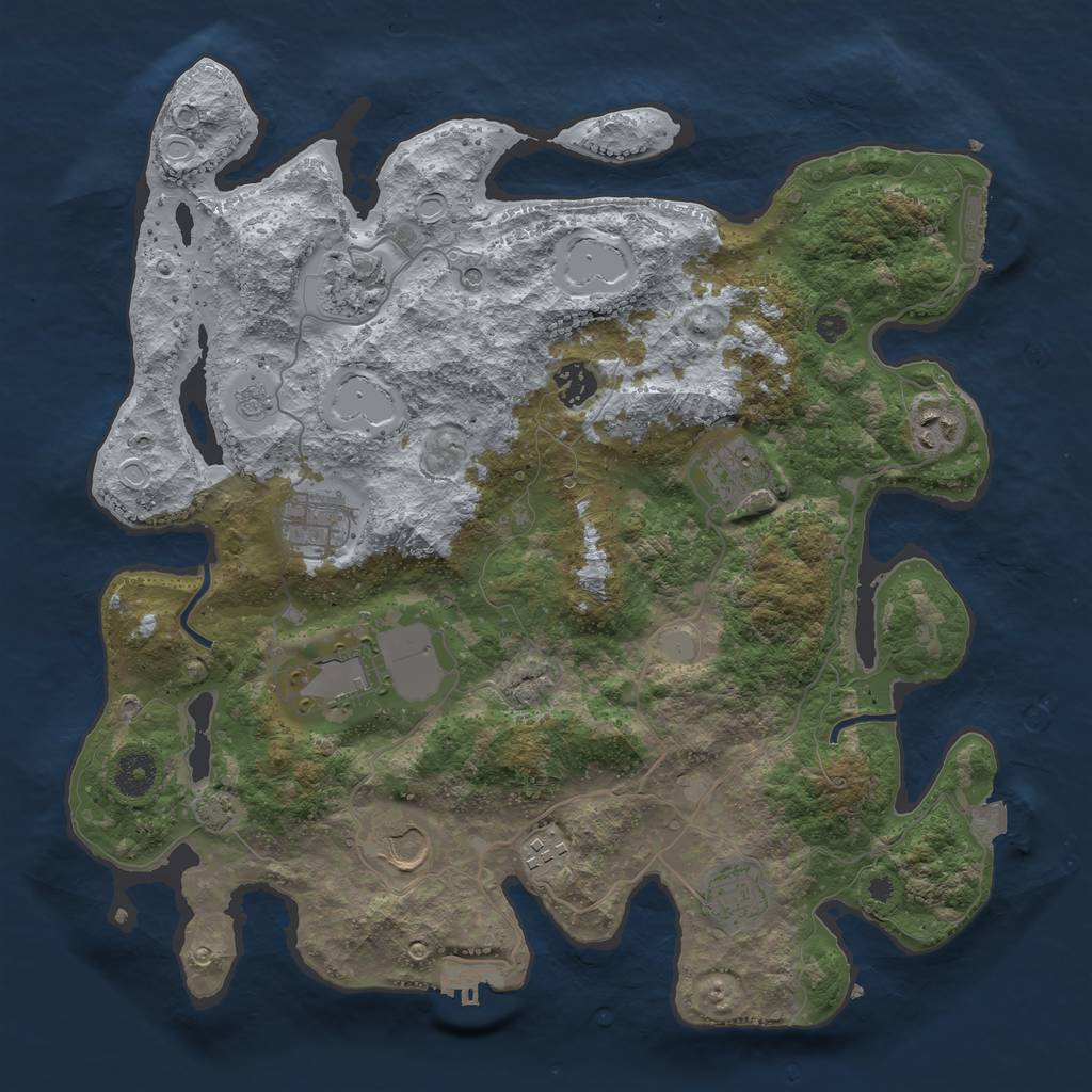 Rust Map: Procedural Map, Size: 3800, Seed: 48647590, 17 Monuments