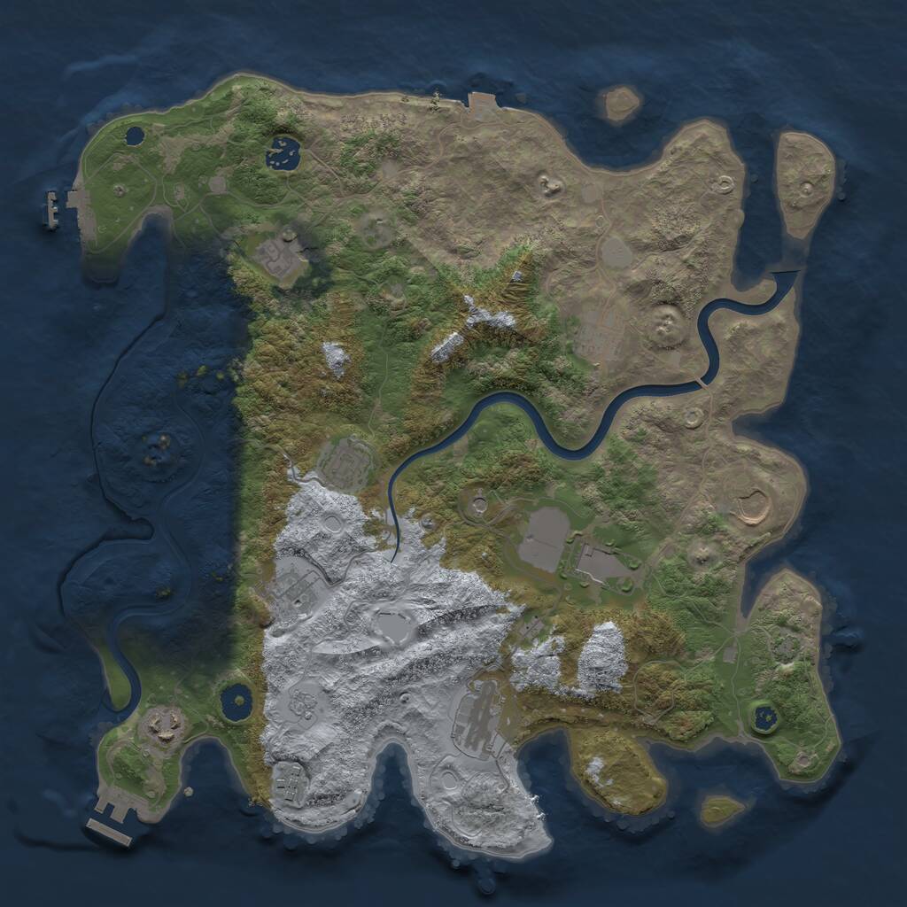 Rust Map: Procedural Map, Size: 3900, Seed: 30476237, 16 Monuments