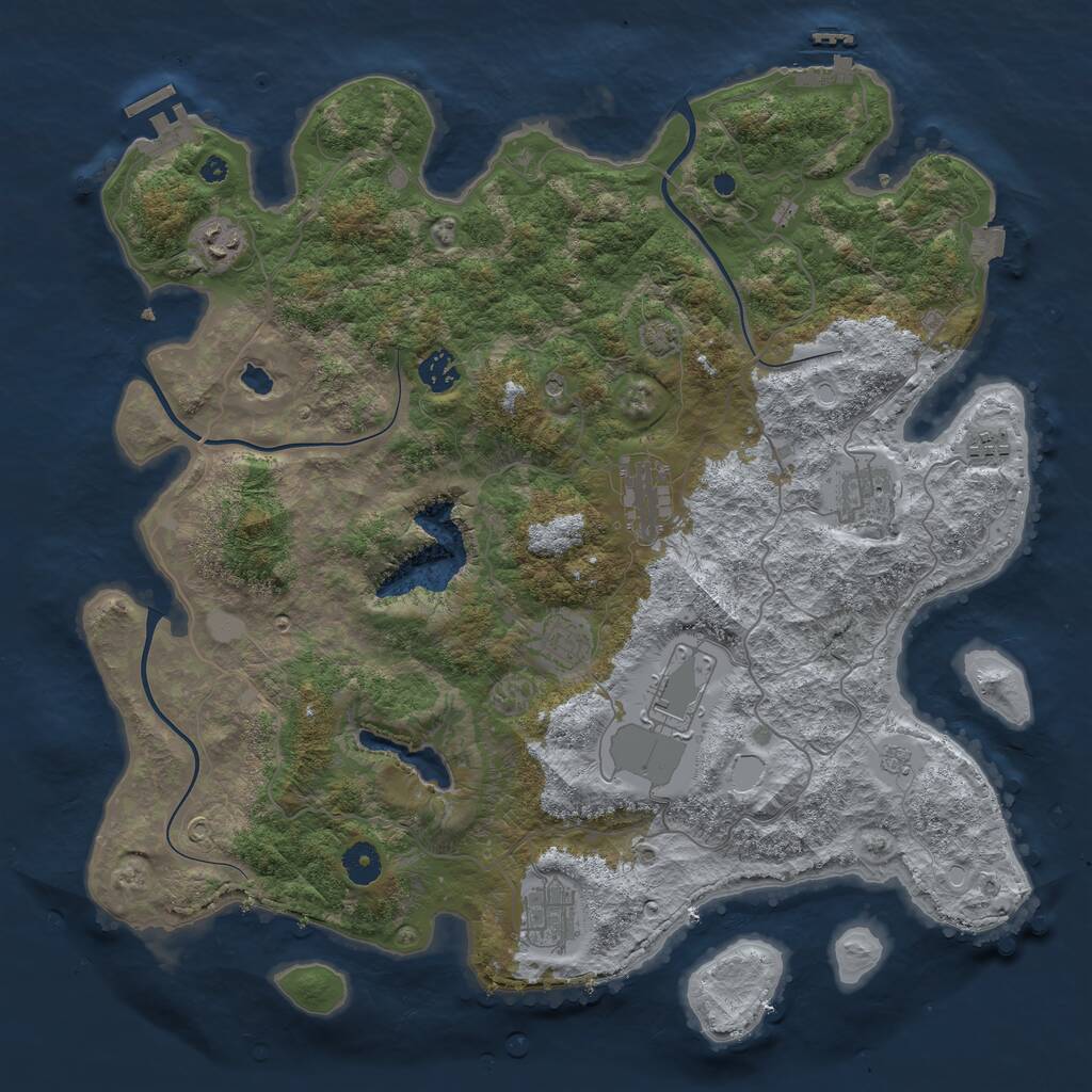 Rust Map: Procedural Map, Size: 4100, Seed: 53264891, 14 Monuments