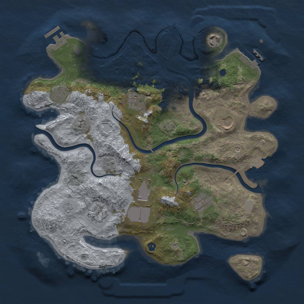 Rust Map: Procedural Map, Size: 3550, Seed: 93194987, 14 Monuments