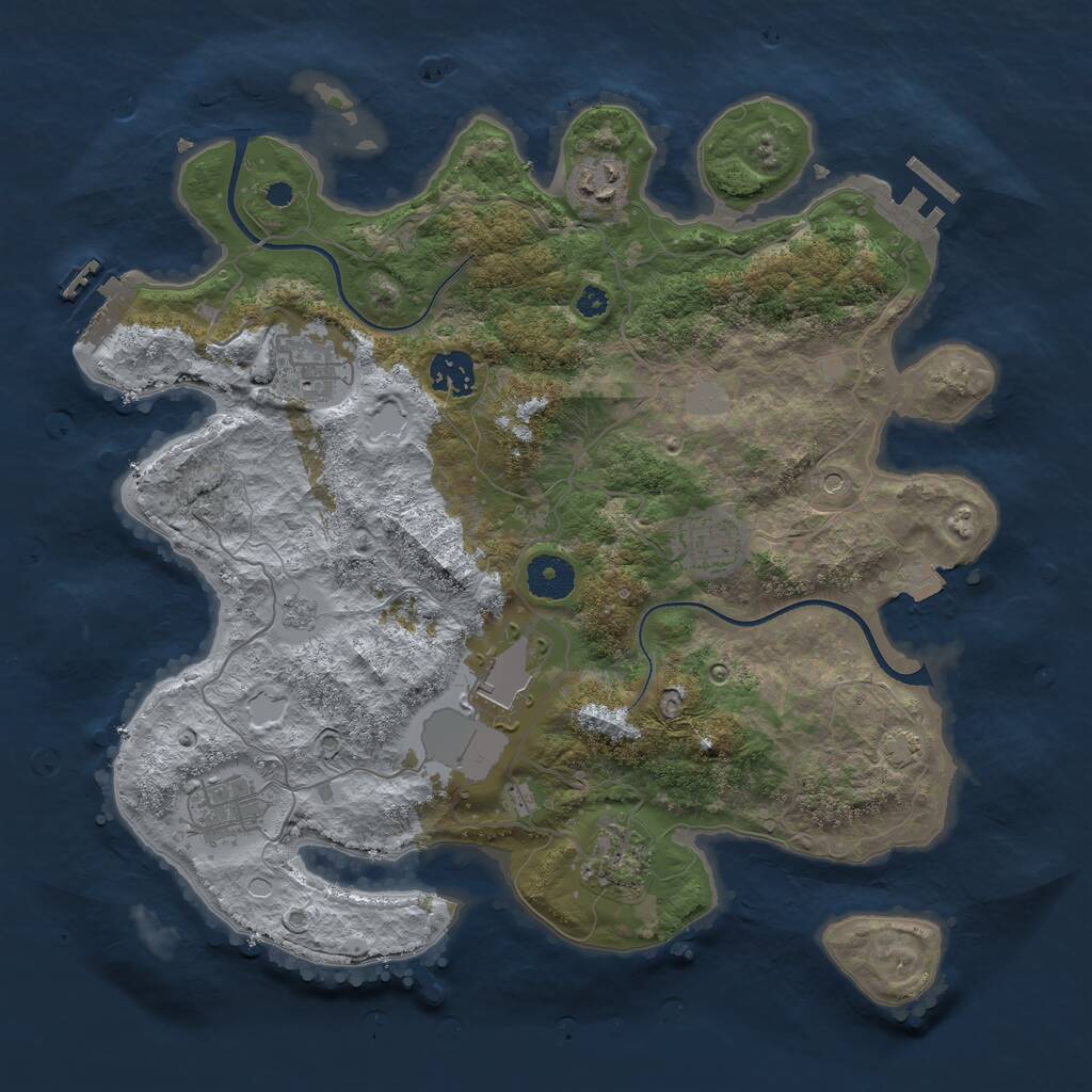 Rust Map: Procedural Map, Size: 3550, Seed: 93194987, 13 Monuments
