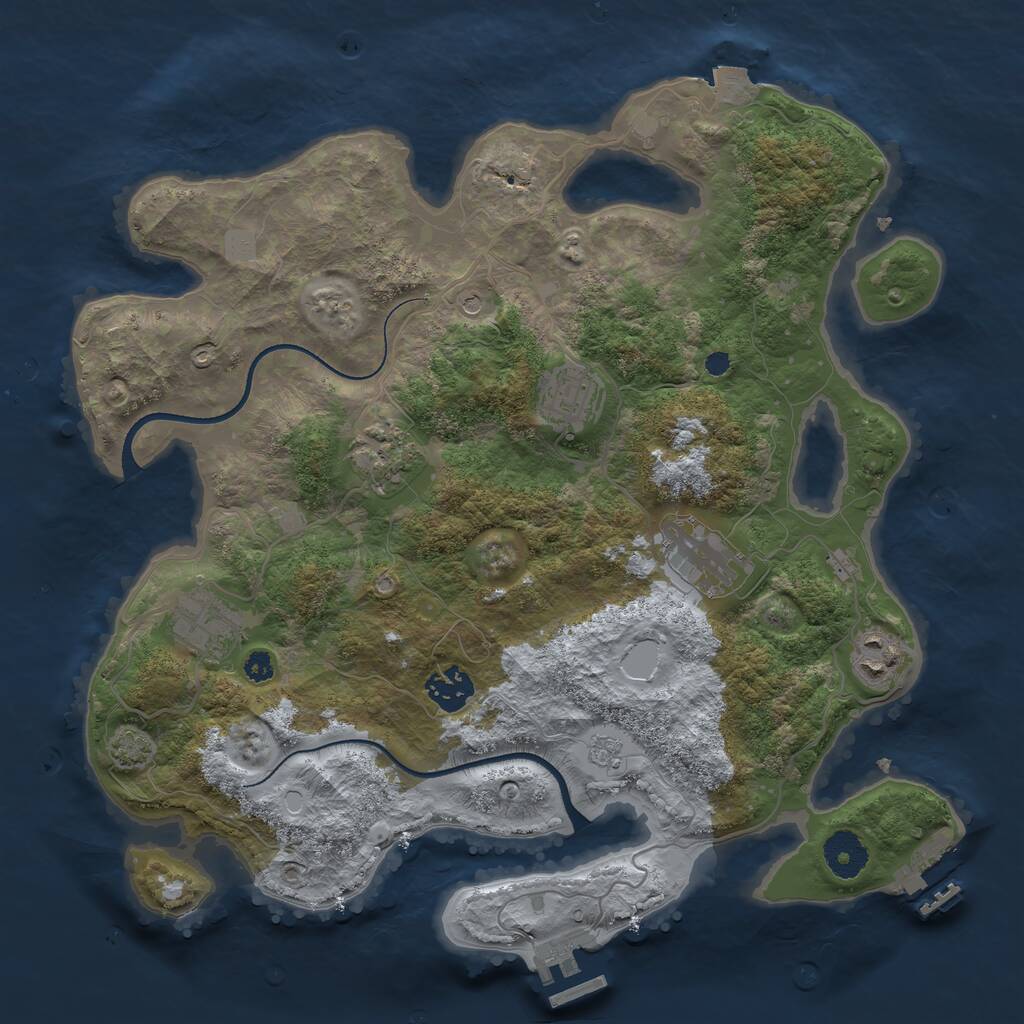 Rust Map: Procedural Map, Size: 3450, Seed: 72474492, 12 Monuments