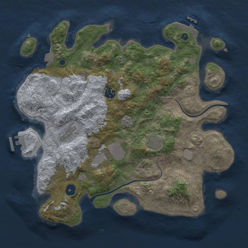 Rust Map: Procedural Map, Size: 3500, Seed: 104884187, 11 Monuments