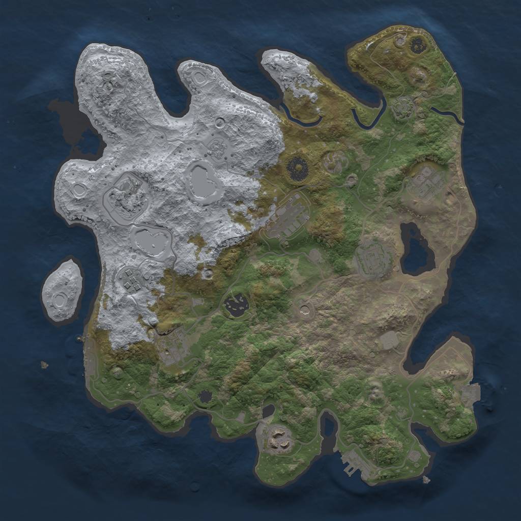 Rust Map: Procedural Map, Size: 3400, Seed: 80919309, 16 Monuments