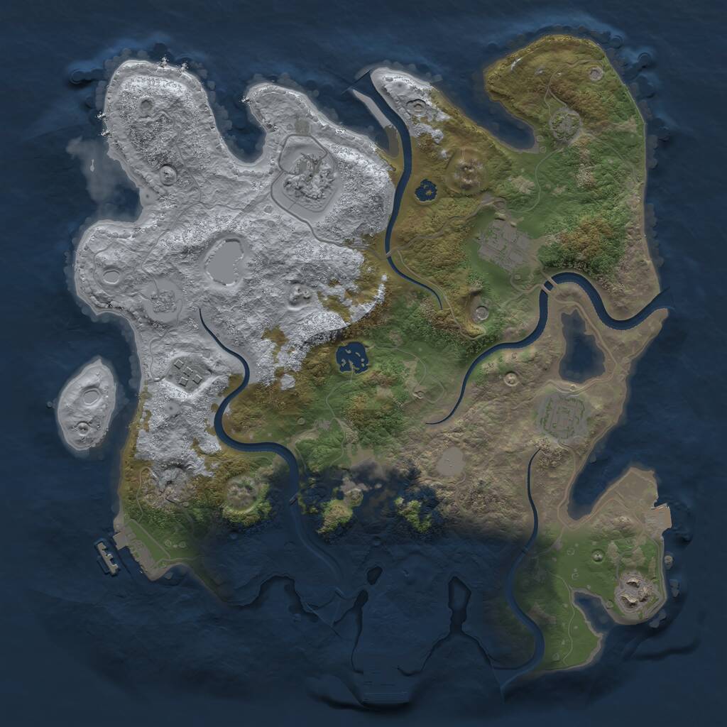 Rust Map: Procedural Map, Size: 3400, Seed: 80919309, 13 Monuments