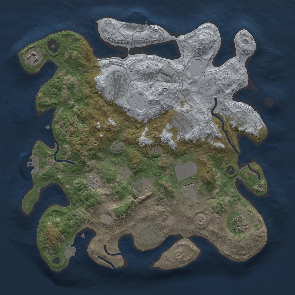 Rust Map: Procedural Map, Size: 3500, Seed: 6968320, 16 Monuments