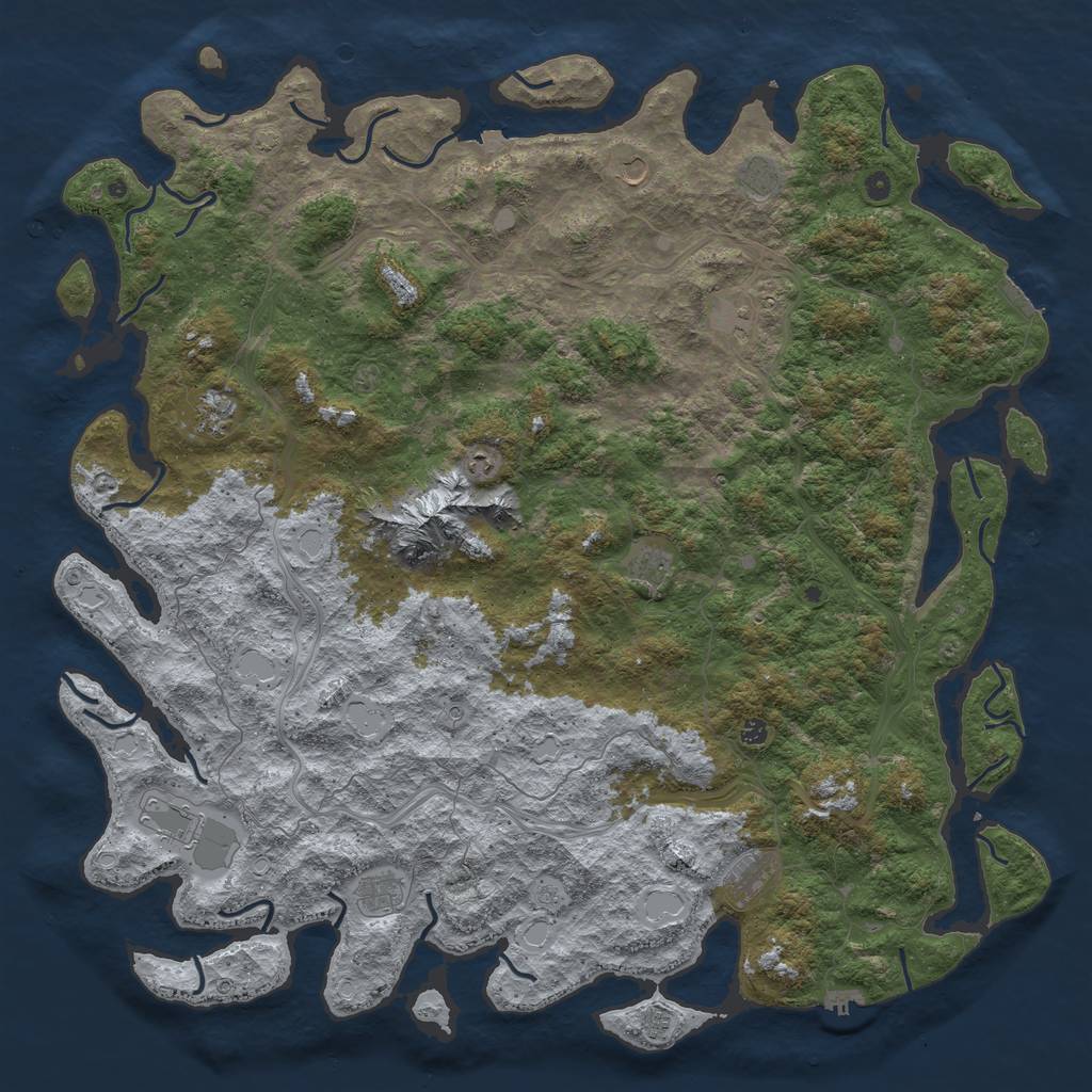 Rust Map: Procedural Map, Size: 6000, Seed: 40207, 19 Monuments