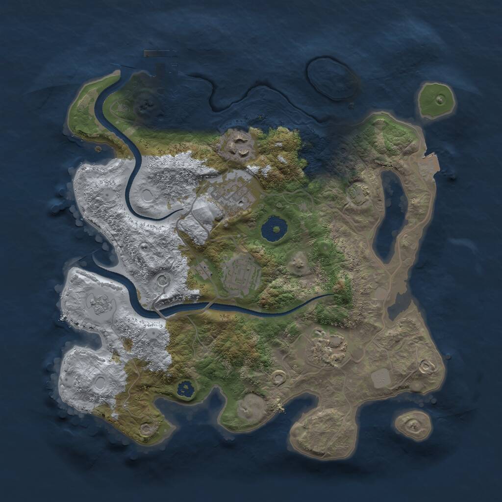 Rust Map: Procedural Map, Size: 3000, Seed: 345632454, 9 Monuments