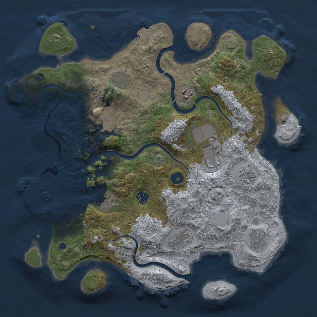 Rust Map: Procedural Map, Size: 3850, Seed: 11671163, 16 Monuments