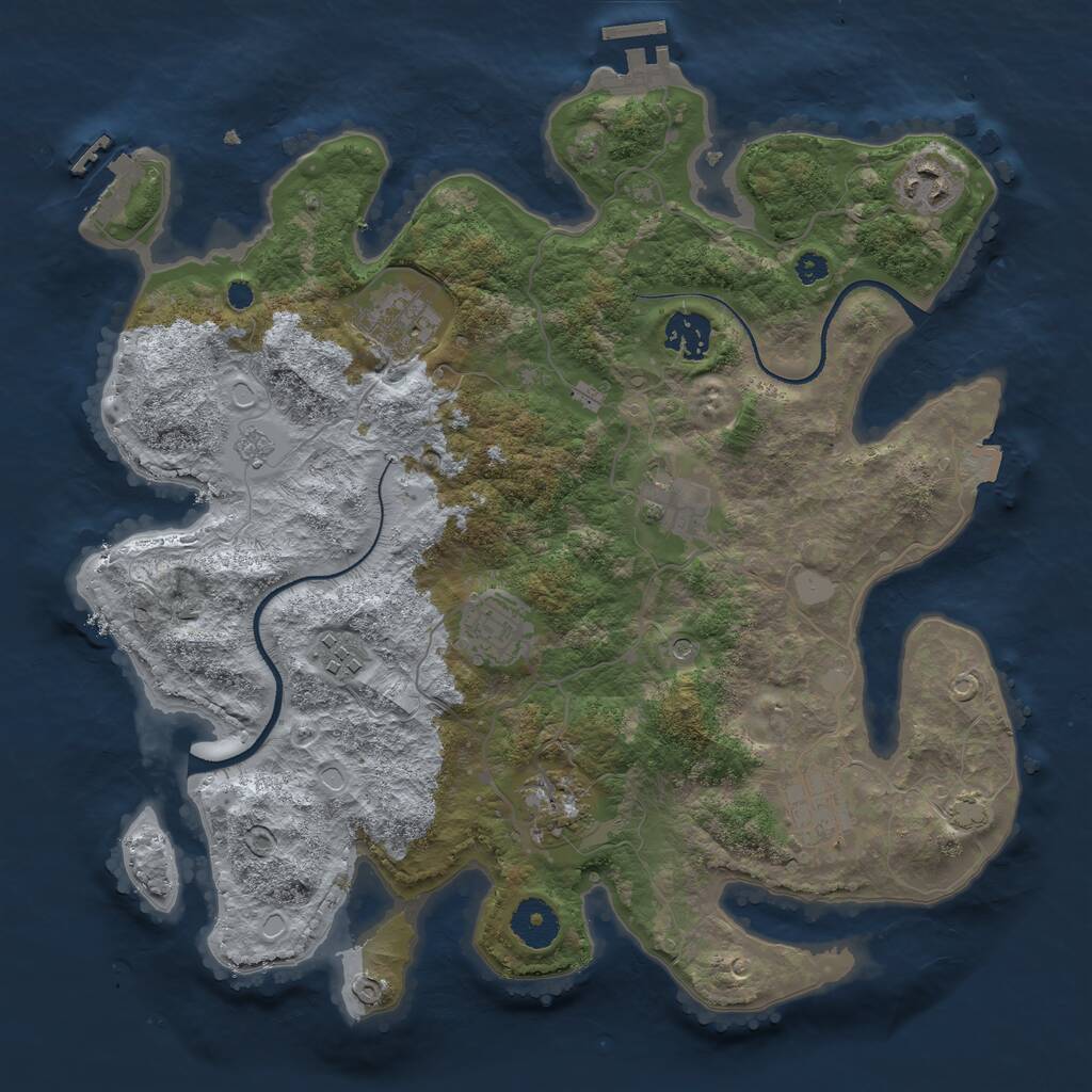 Rust Map: Procedural Map, Size: 3450, Seed: 86337821, 14 Monuments