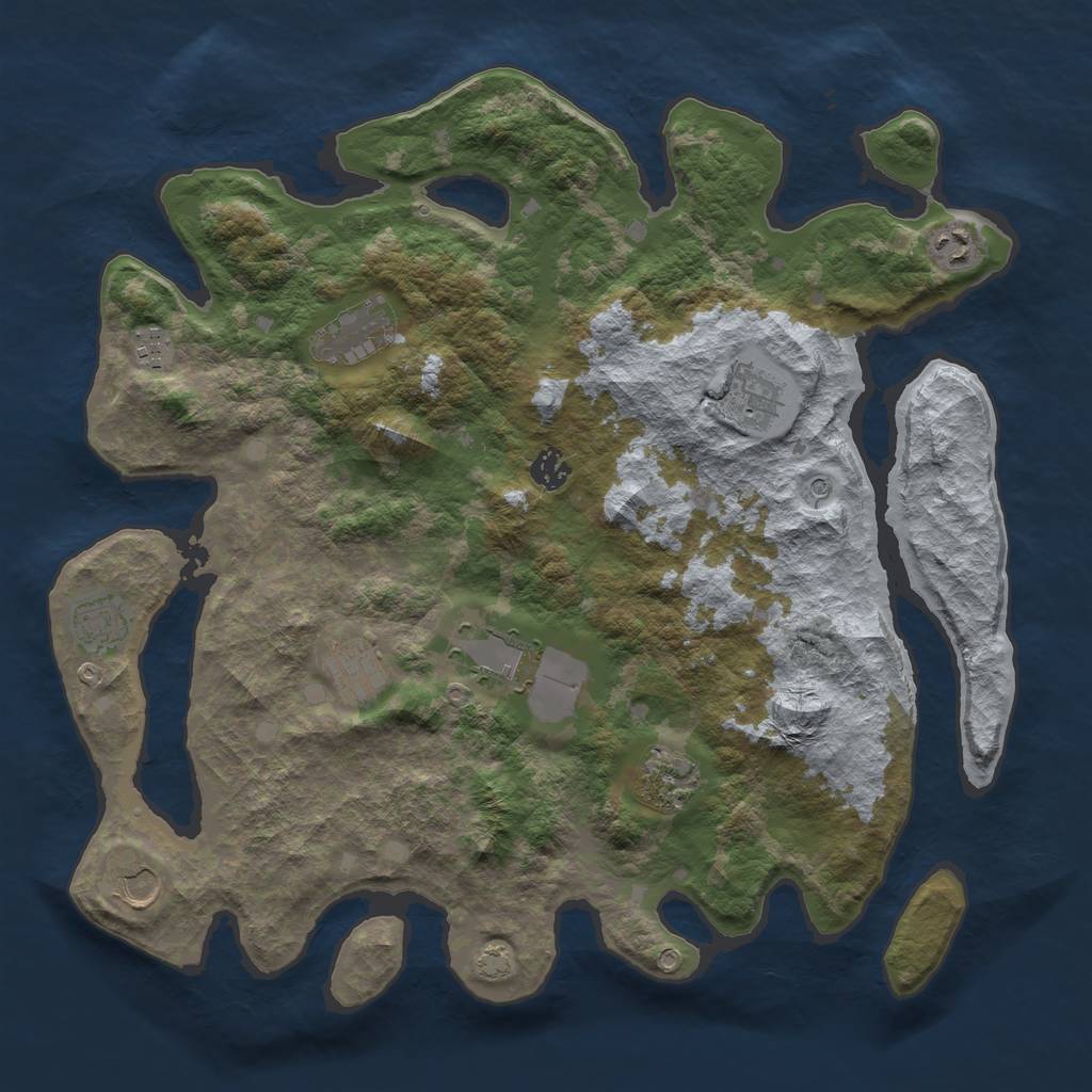 Rust Map: Barren, Size: 4100, Seed: 51471409, 14 Monuments