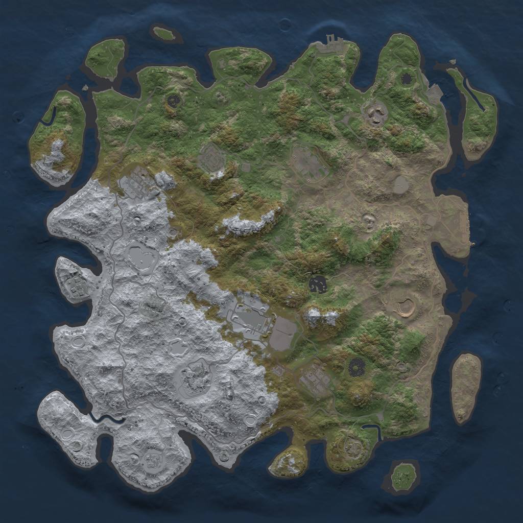 Rust Map: Procedural Map, Size: 4200, Seed: 1345488429, 18 Monuments
