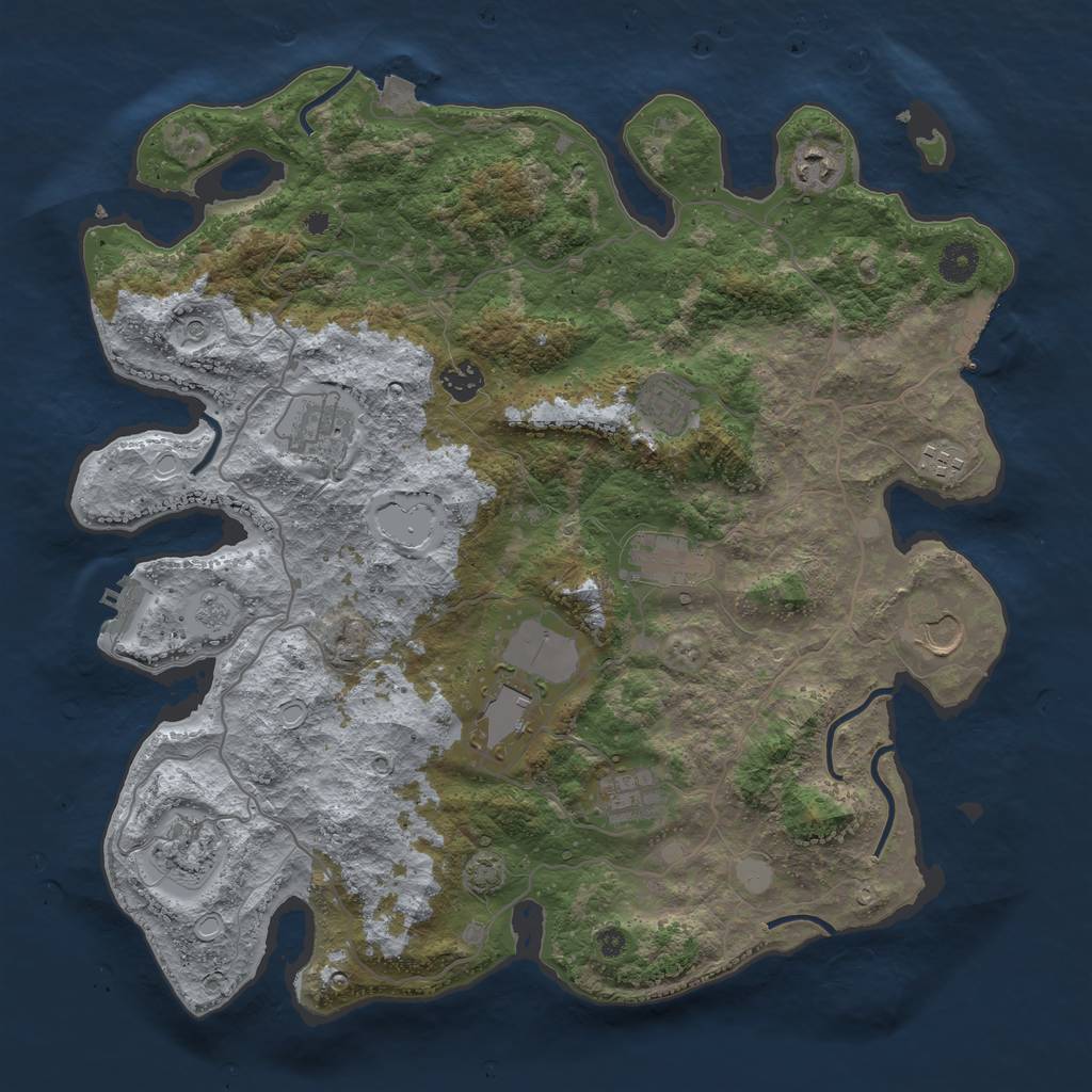 Rust Map: Procedural Map, Size: 4000, Seed: 1930798357, 18 Monuments