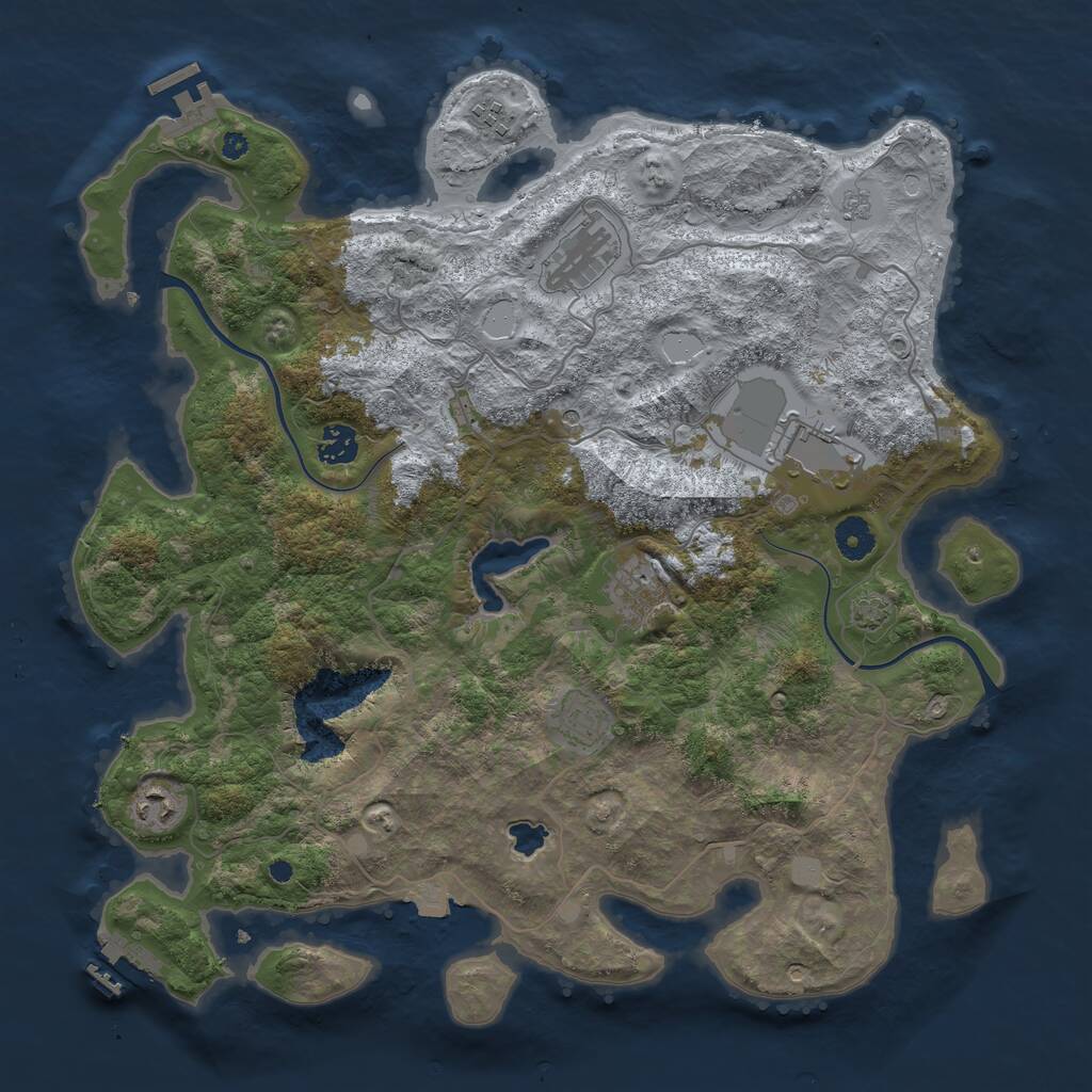 Rust Map: Procedural Map, Size: 4000, Seed: 4423342, 13 Monuments