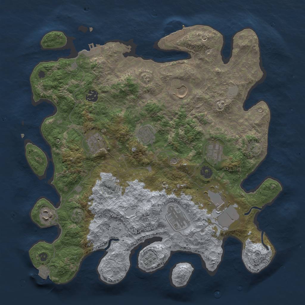 Rust Map: Procedural Map, Size: 3700, Seed: 1508758550, 17 Monuments