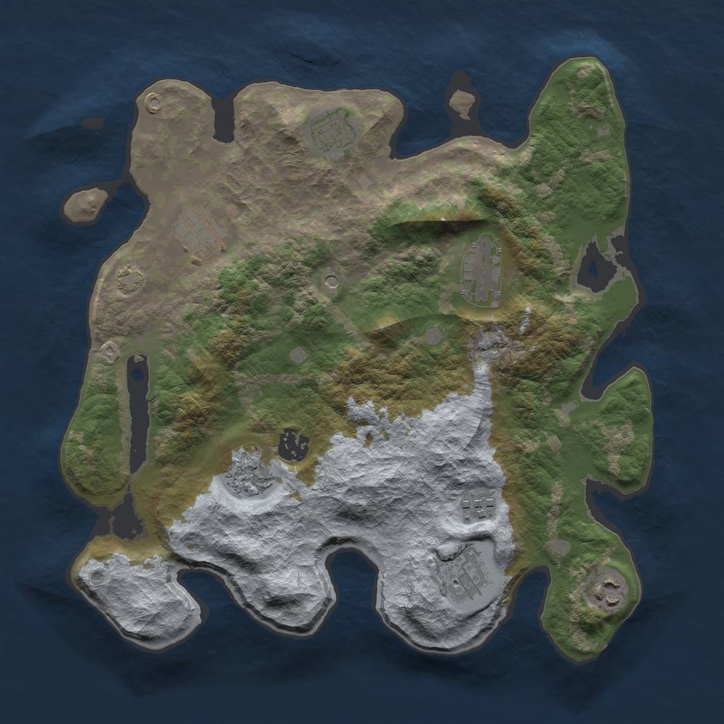 Rust Map: Barren, Size: 3400, Seed: 38727901, 12 Monuments