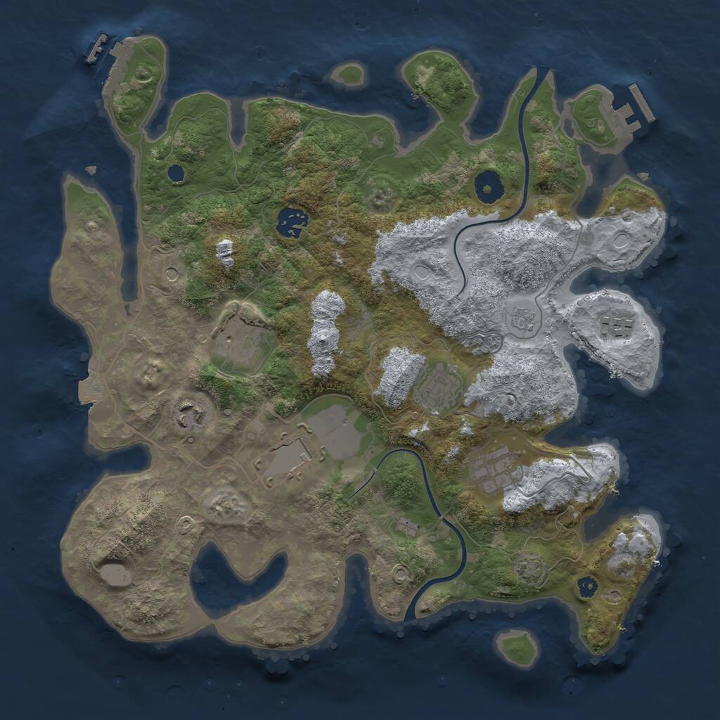 Rust Map: Procedural Map, Size: 3500, Seed: 459353047, 13 Monuments