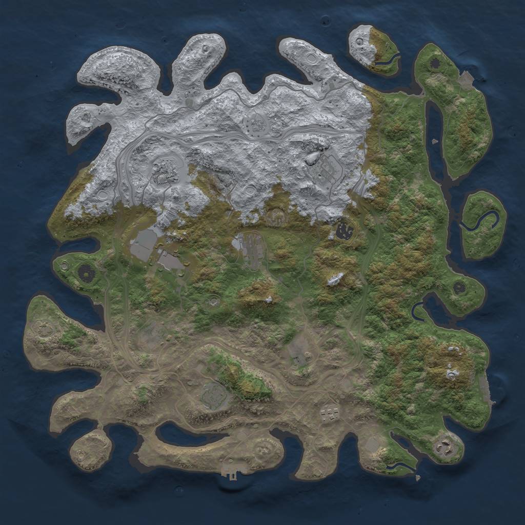 Rust Map: Procedural Map, Size: 4500, Seed: 158478, 18 Monuments
