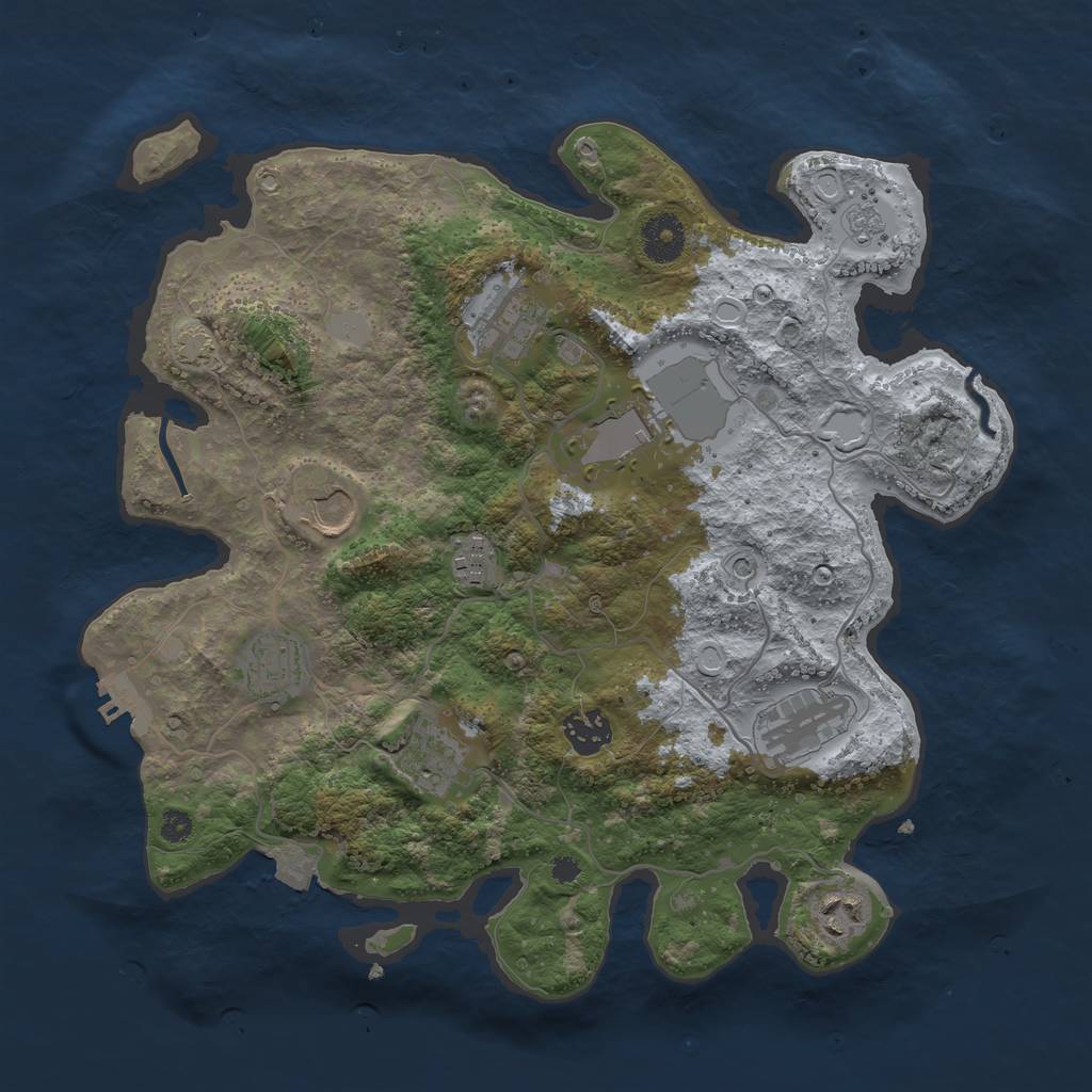 Rust Map: Procedural Map, Size: 3500, Seed: 97617395, 16 Monuments