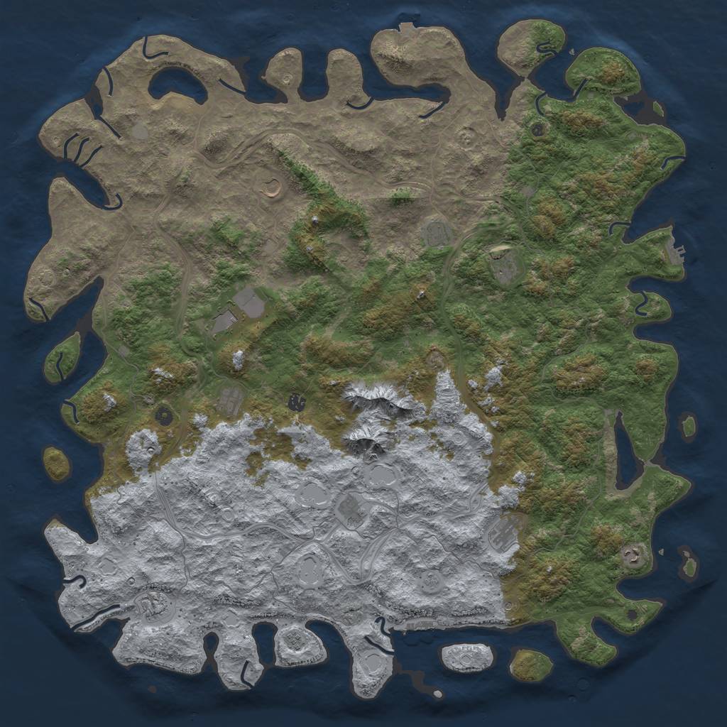 Rust Map: Procedural Map, Size: 6000, Seed: 6448224, 19 Monuments