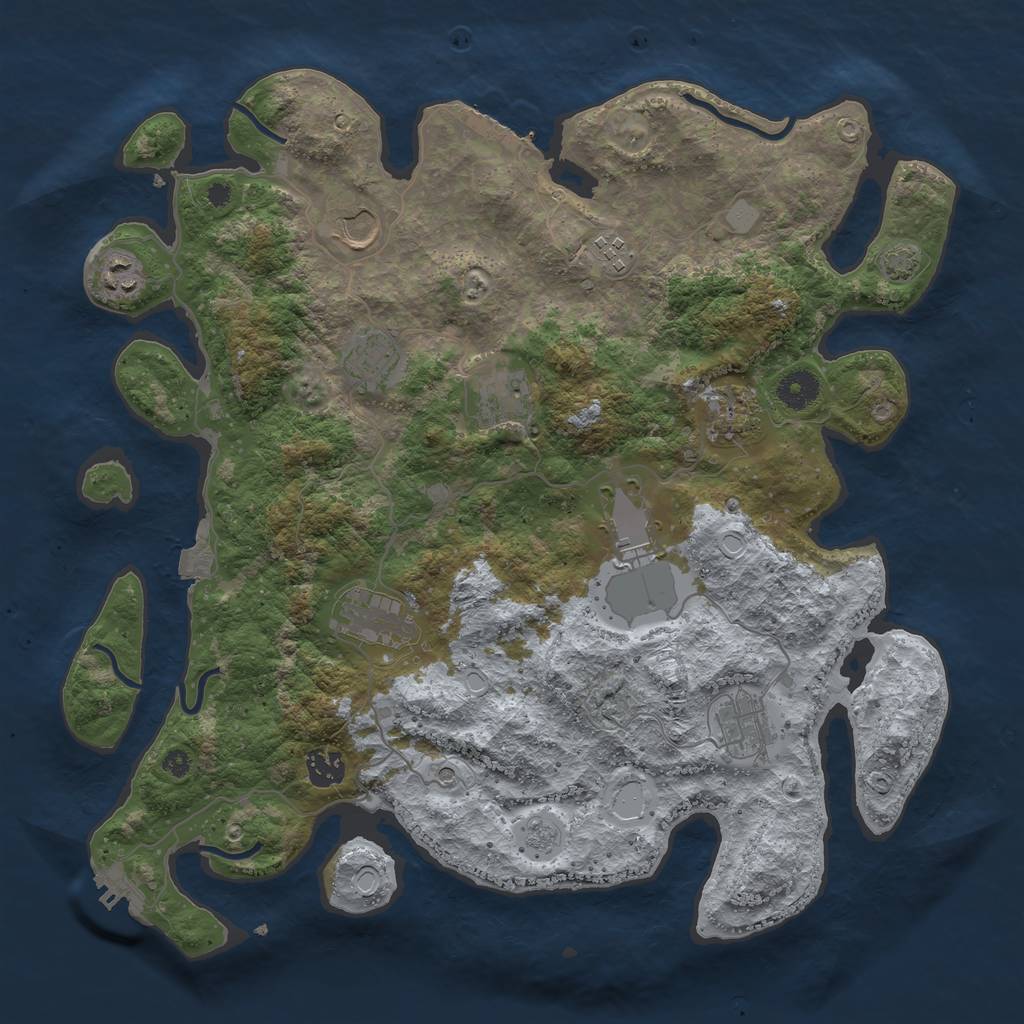Rust Map: Procedural Map, Size: 3900, Seed: 51333565, 18 Monuments