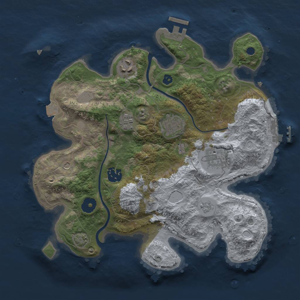 Rust Map: Procedural Map, Size: 3000, Seed: 1152615600, 11 Monuments