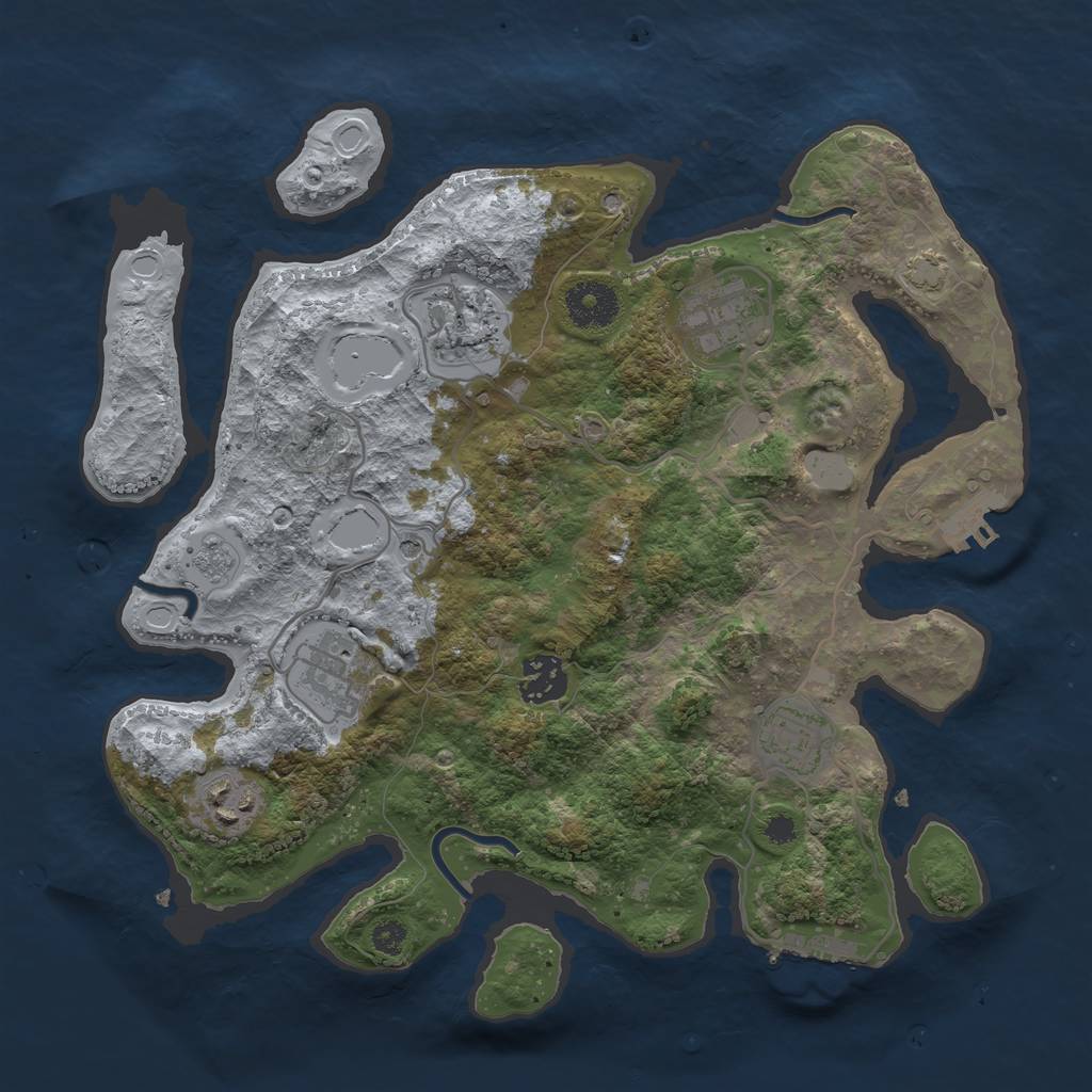Rust Map: Procedural Map, Size: 3250, Seed: 1287670165, 14 Monuments