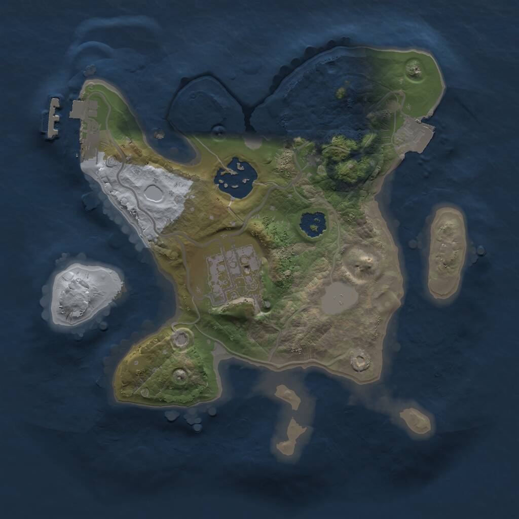 Rust Map: Procedural Map, Size: 2000, Seed: 1324168, 4 Monuments