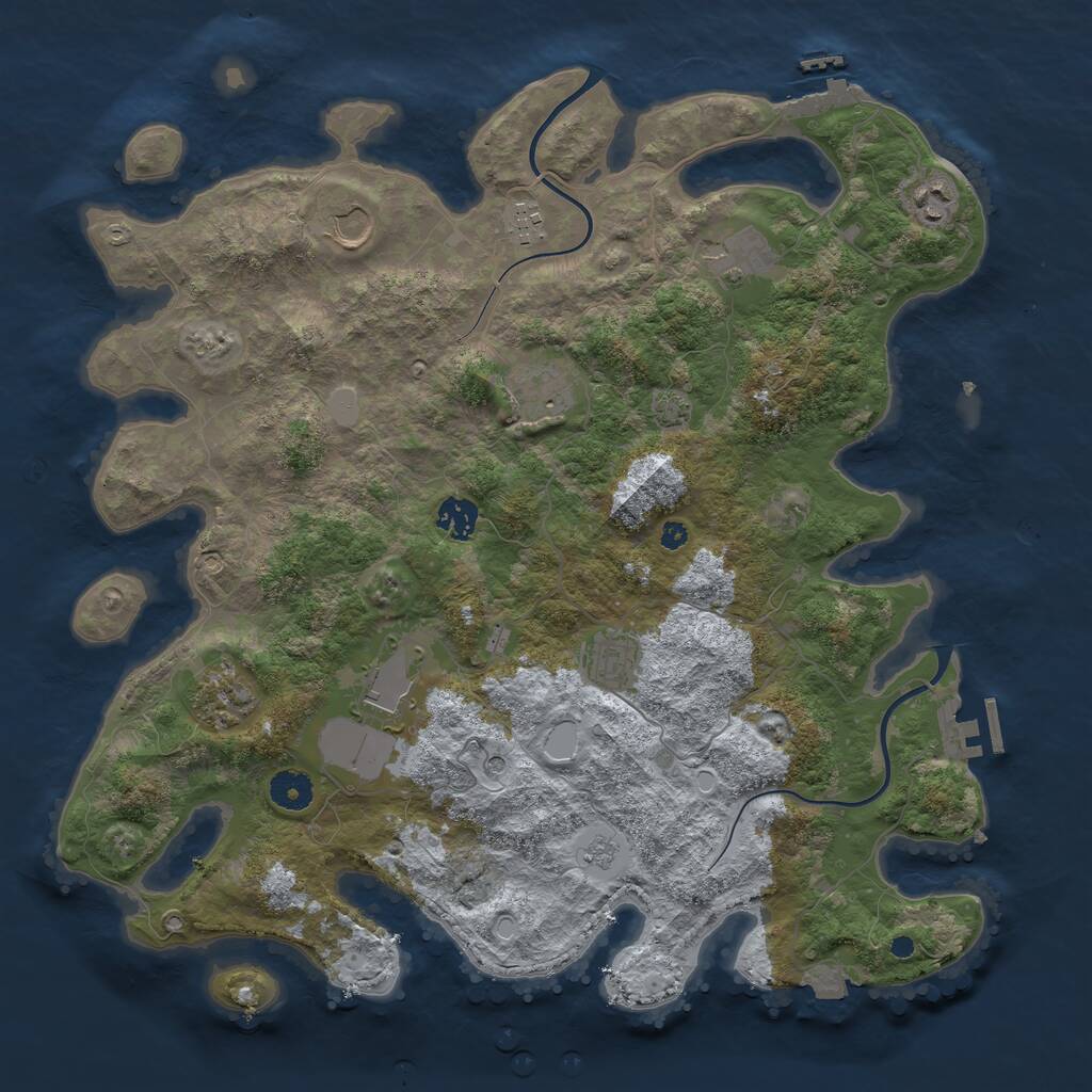 Rust Map: Procedural Map, Size: 3950, Seed: 53251525, 15 Monuments