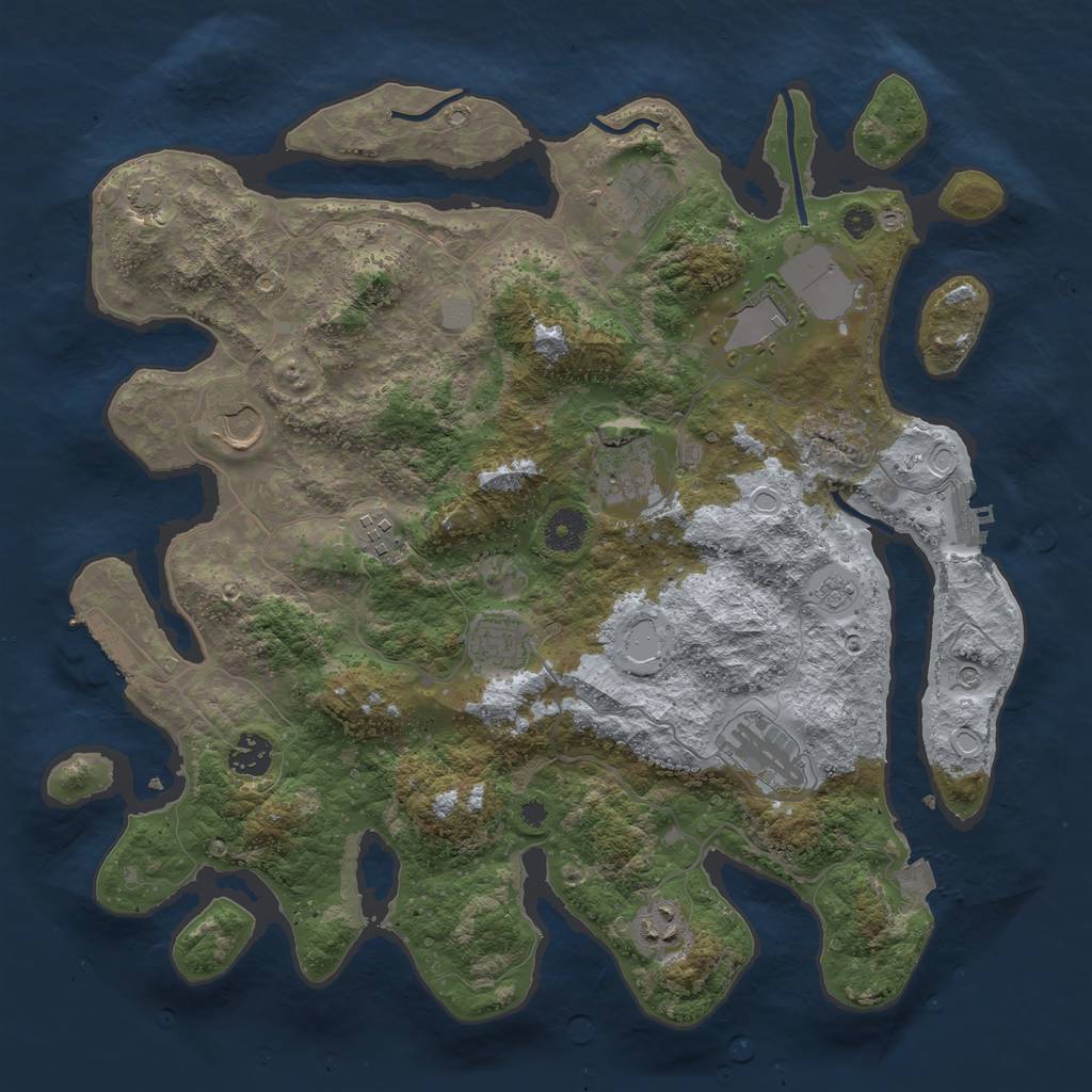Rust Map: Procedural Map, Size: 3800, Seed: 5849890, 17 Monuments
