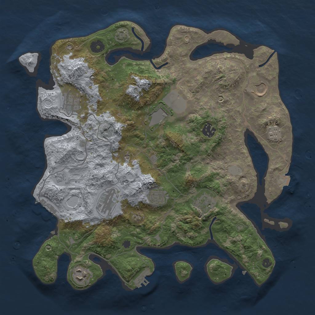 Rust Map: Procedural Map, Size: 3550, Seed: 28235158, 17 Monuments