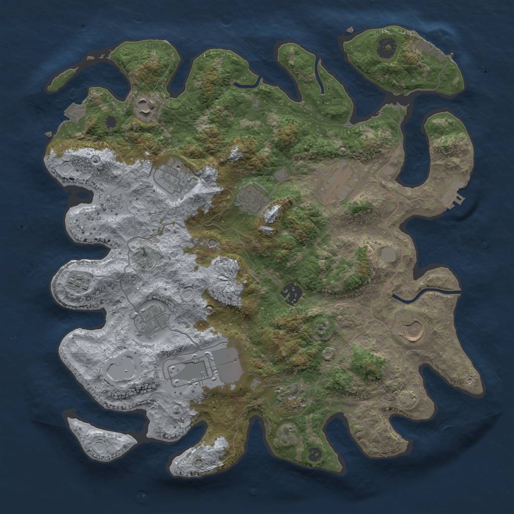 Rust Map: Procedural Map, Size: 3750, Seed: 45656492, 18 Monuments