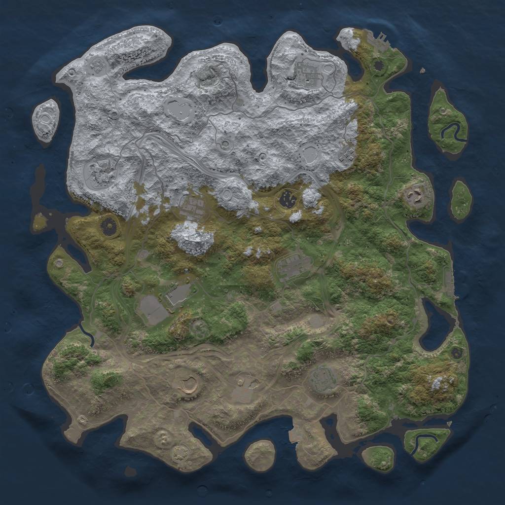 Rust Map: Procedural Map, Size: 4500, Seed: 1355516375, 19 Monuments