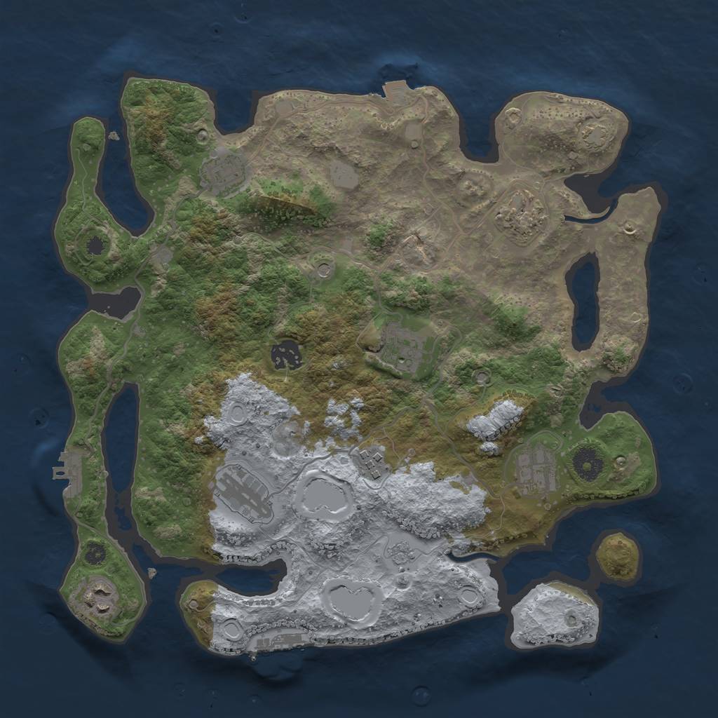 Rust Map: Procedural Map, Size: 3450, Seed: 11337095, 16 Monuments