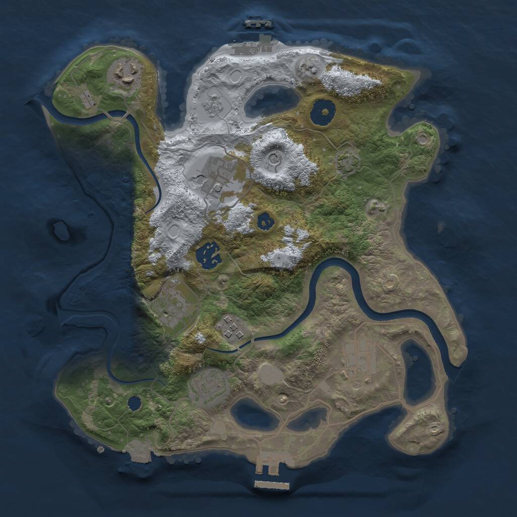 Rust Map: Procedural Map, Size: 3000, Seed: 2049545722, 13 Monuments