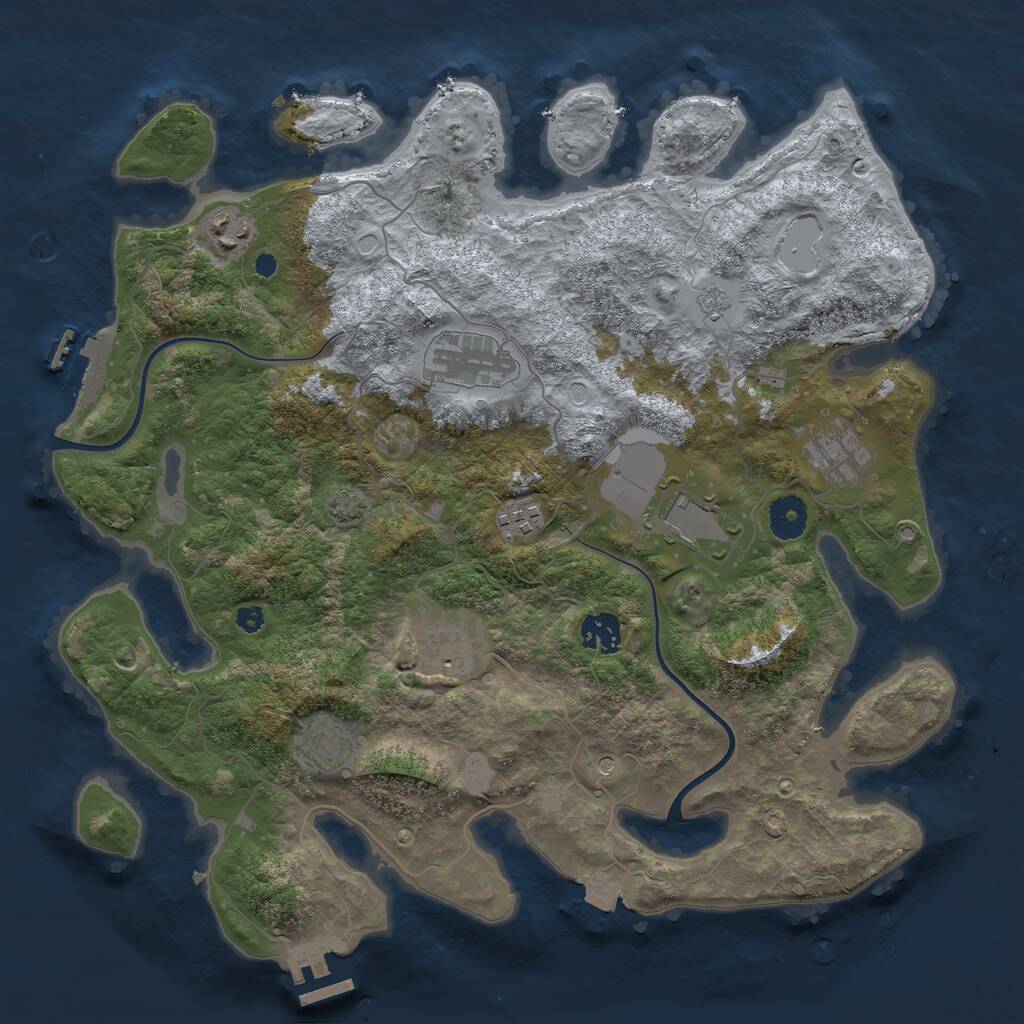 Rust Map: Procedural Map, Size: 3700, Seed: 93480285, 14 Monuments