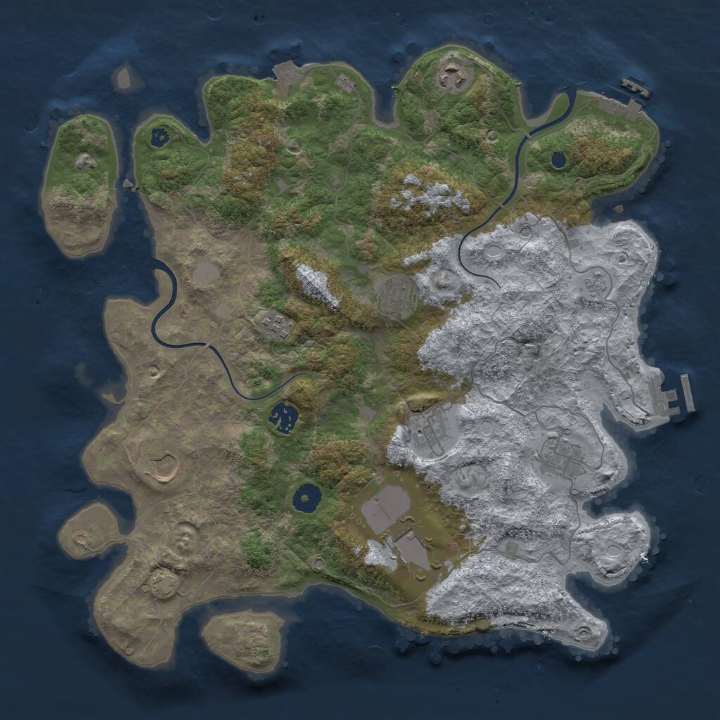 Rust Map: Procedural Map, Size: 3800, Seed: 78162071, 14 Monuments