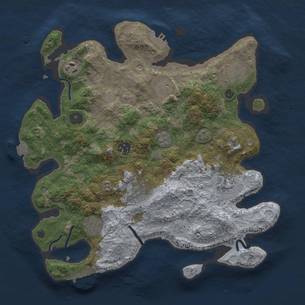 Rust Map: Procedural Map, Size: 3450, Seed: 54990431, 16 Monuments