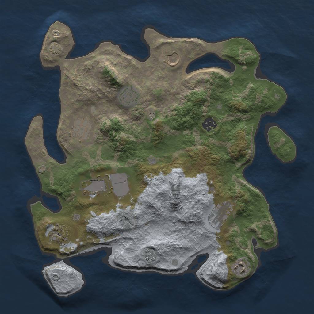 Rust Map: Barren, Size: 3500, Seed: 80603100, 13 Monuments