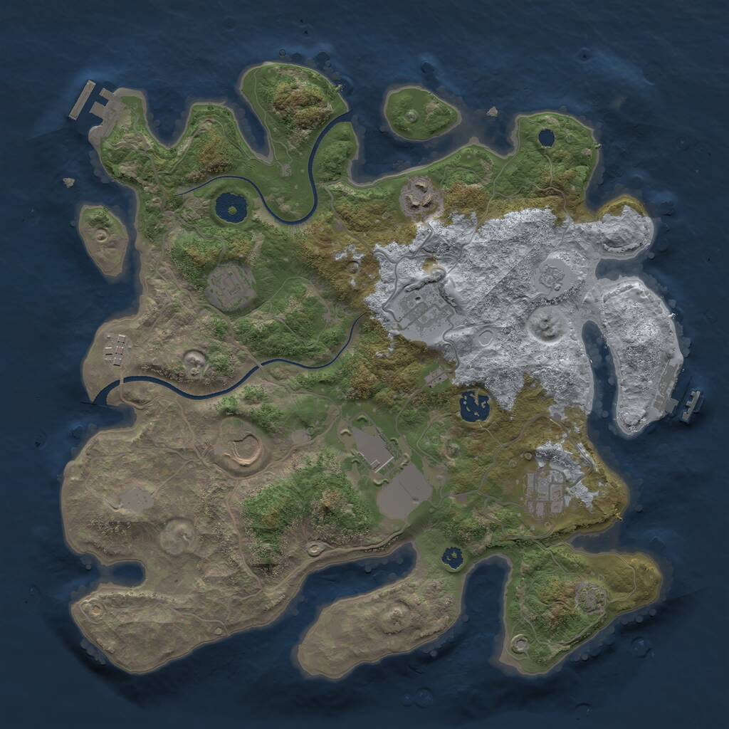 Rust Map: Procedural Map, Size: 3500, Seed: 5750898, 13 Monuments