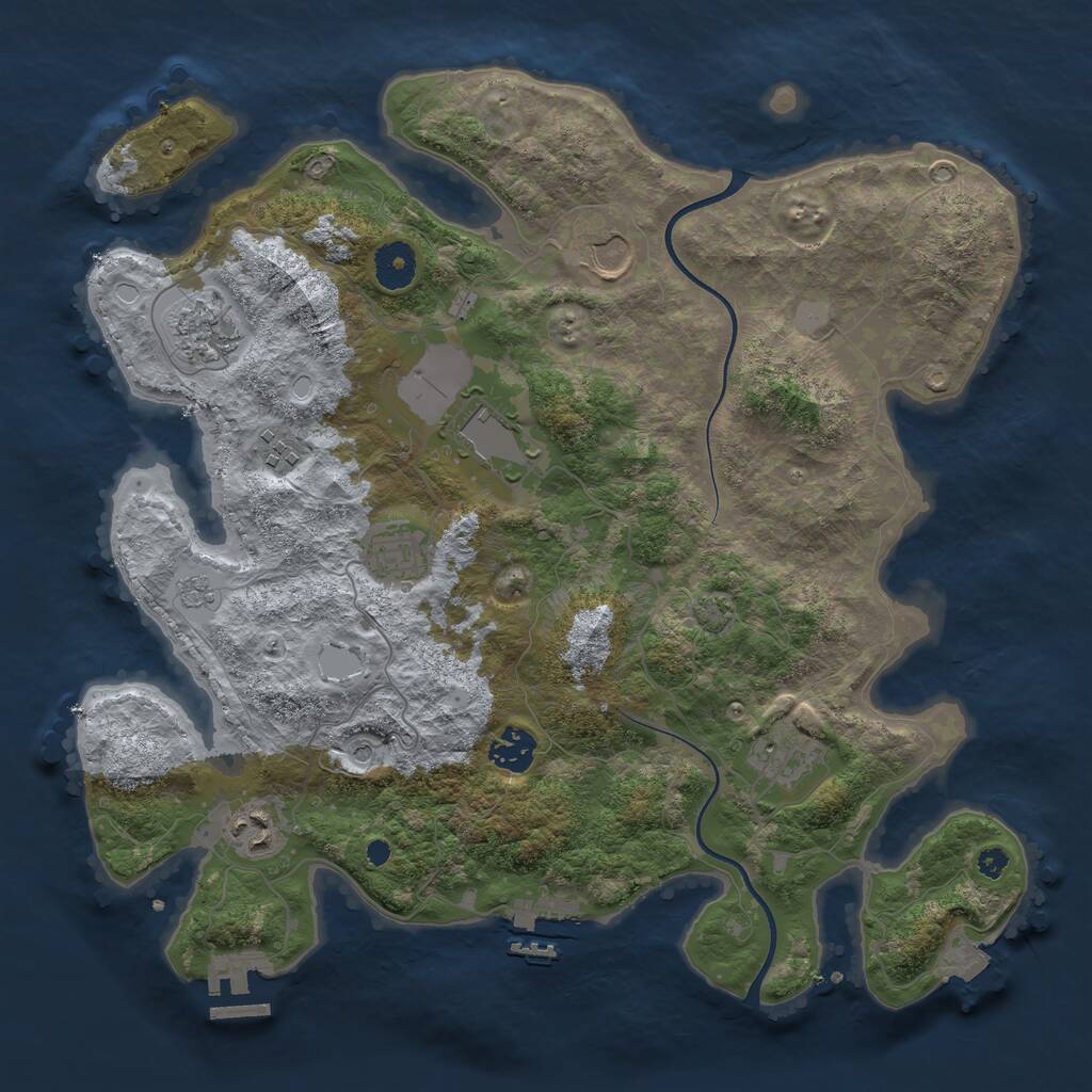 Rust Map: Procedural Map, Size: 3650, Seed: 53222645, 14 Monuments