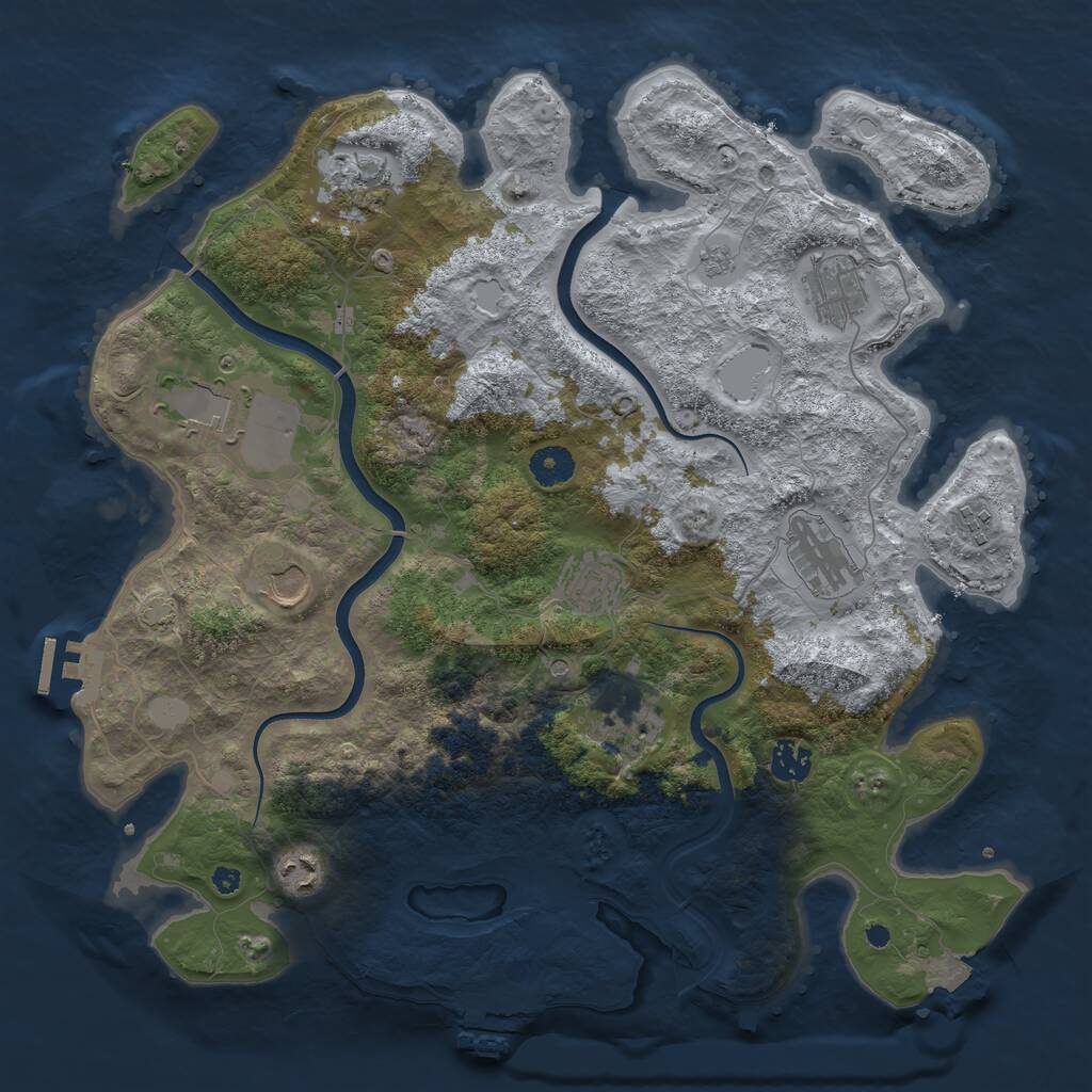 Rust Map: Procedural Map, Size: 3900, Seed: 3865737, 16 Monuments