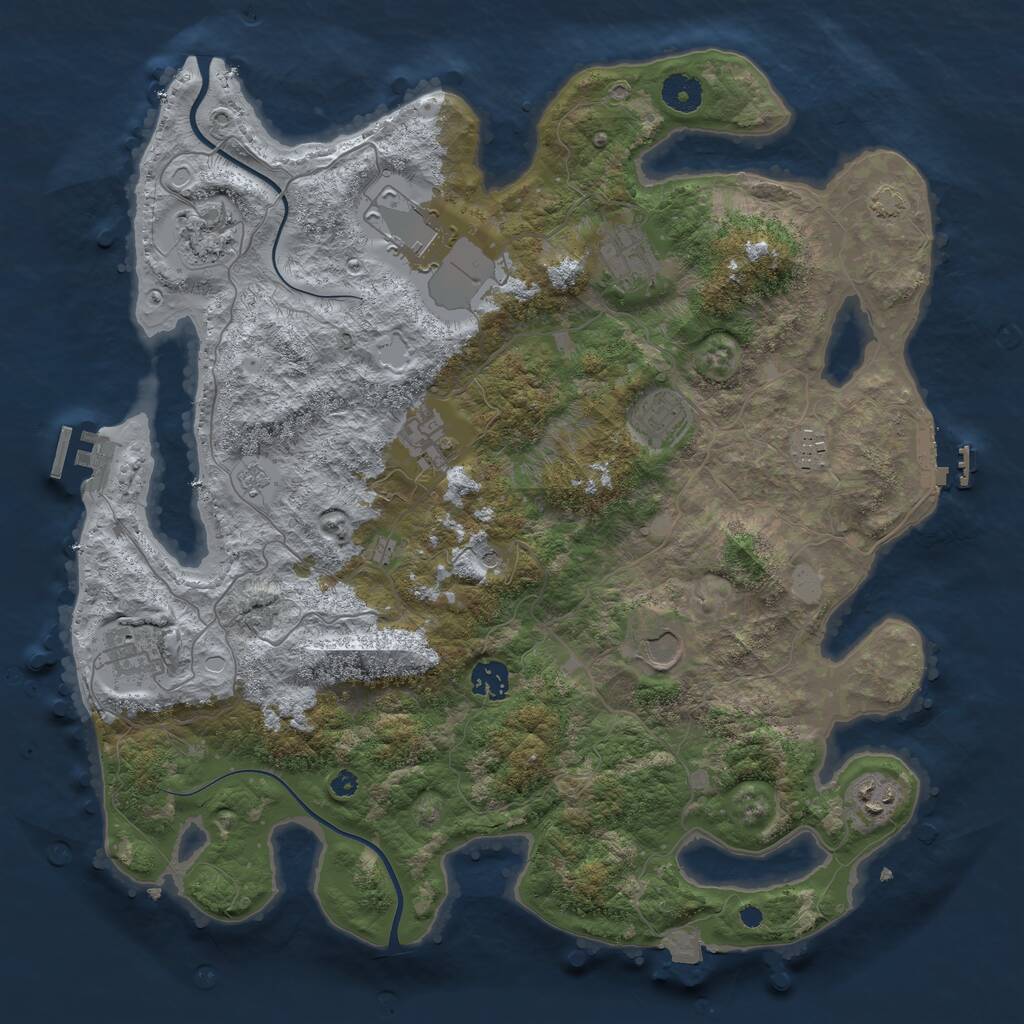 Rust Map: Procedural Map, Size: 3900, Seed: 41805681, 16 Monuments
