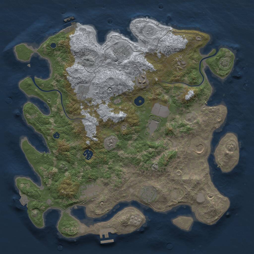 Rust Map: Procedural Map, Size: 3900, Seed: 11065643, 16 Monuments