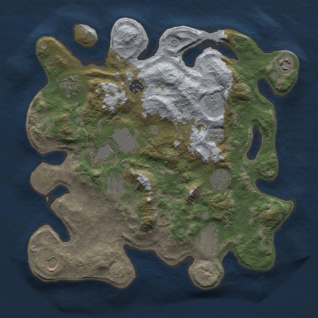 Rust Map: Barren, Size: 3500, Seed: 210, 14 Monuments