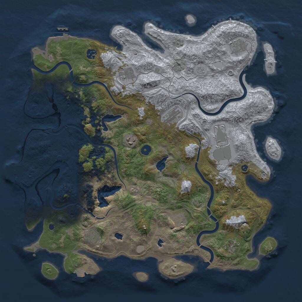 Rust Map: Procedural Map, Size: 4500, Seed: 28722562, 16 Monuments