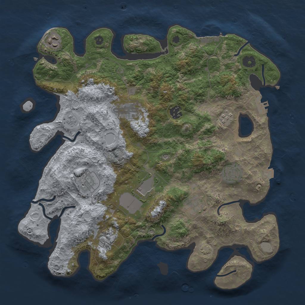 Rust Map: Procedural Map, Size: 3600, Seed: 52785079, 17 Monuments