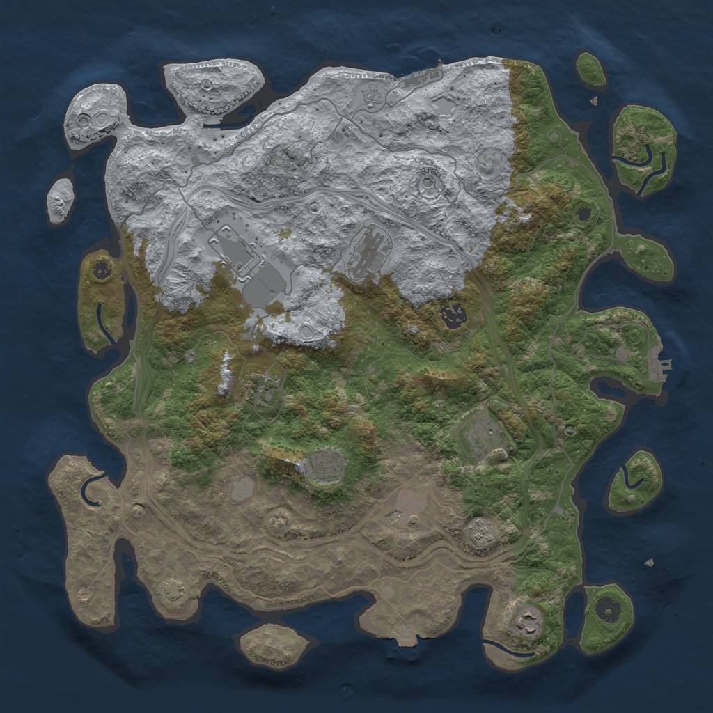 Rust Map: Procedural Map, Size: 4250, Seed: 49880771, 17 Monuments